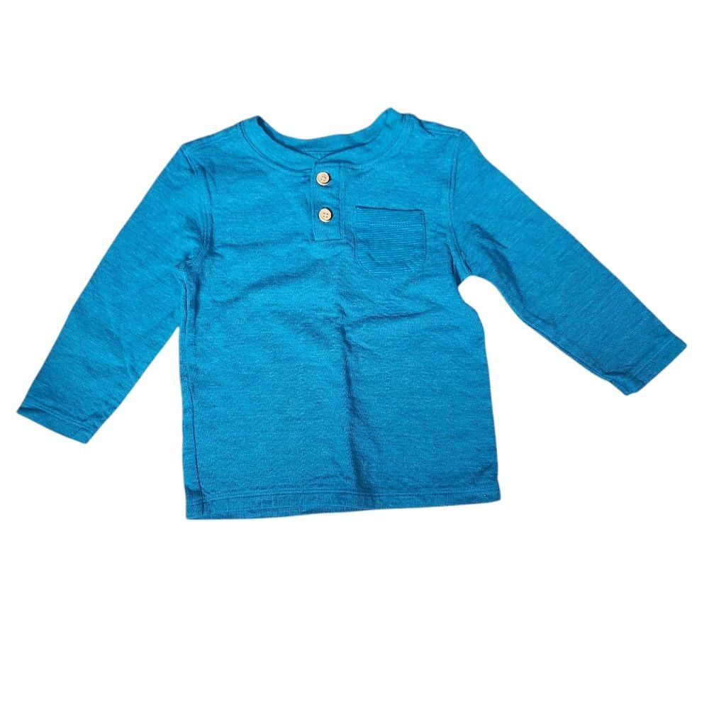Cat & Jack Boys' Double Knit Long Sleeve Henley T-Shirt Size 2T Blue